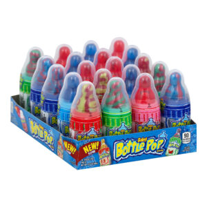 Baby Bottle Pop Candy, Assorted Flavor Lollipops with Dipping Powder