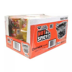 Nissin Hot & Spicy Bowl Noodles, Chicken Flavor (3.32oz, 18 count)