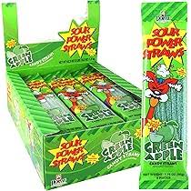 SOUR POWER STRAWS GREEN APPLE 24 CT