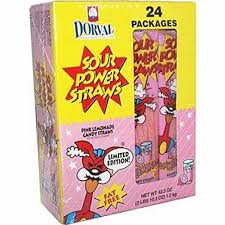 SOUR POWER STRAWS PINK LEMONADE 24 CT